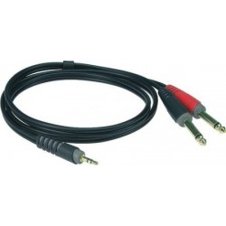 cable Y noir 2m mini jack3p -2 x jack 2p
