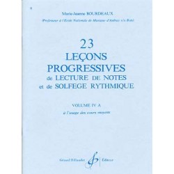 23 Leçons progressives de lecture de notes et de solfège rythmique BOURDEAUX ed. BILLAUDOT