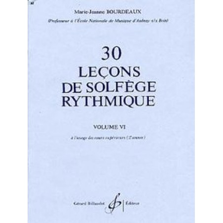 30 leçons de solfege rythmique de Bourdeaux ed Billaudot