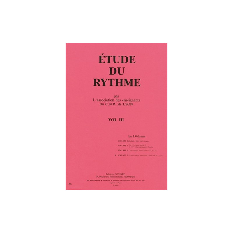 Etude du rythme Vol.3 par l'association des enseignants du CNR de Lyon