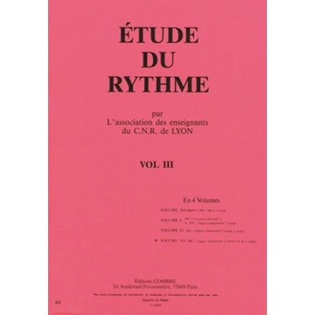 Etude du rythme Vol.3 par l'association des enseignants du CNR de Lyon