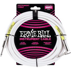 Cables instrument classic jack/jack coudé 6m blanc
