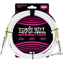 Cables instrument classic jack/jack coudé 3m blanc