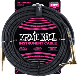 Cables instrument gaine tissee jack/jack coudé7,62m noir