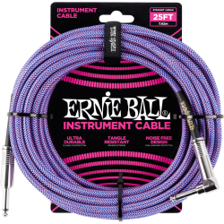 Cables instrument gaine tissee jack/jack coudé7,62m violet