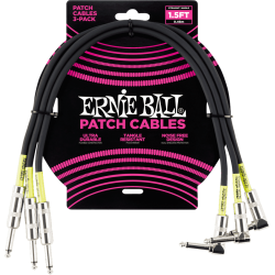 Cables instrument patch pack de 3 - droit/coudé - 46cm noir
