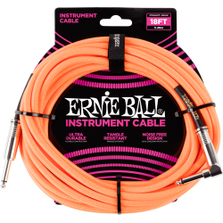 Cables instrument gaine tissée jack/jack coudé 5,5m orange