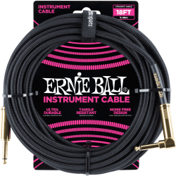 Cables instrument gaine tissée jack/jack coudé 5,5m noir