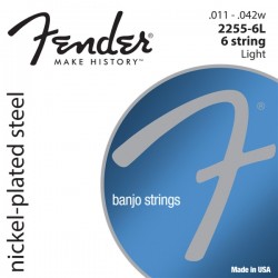 Fender Banjo Strings, NPS, 2255-6L 6-String, Gauges .011-.042 (6)