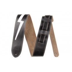 Fender Leather Lightning Bolt Strap, Black