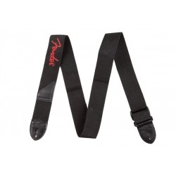 Fender 2" Black Poly Strap w/ Red Logo