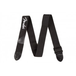 Fender 2" Black Poly Strap w/ White Logo