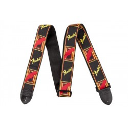Fender 2" Monogrammed Strap, Black/Yellow/Red