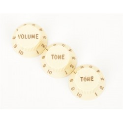 Fender Stratocaster® Knobs, Aged White (Volume, Tone, Tone) (3)