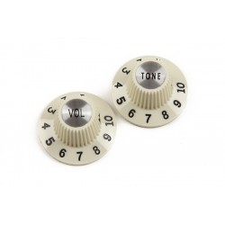 Fender Pure Vintage 1965 Jazzmaster® "Witch Hat" Knobs, (2), Vintage White