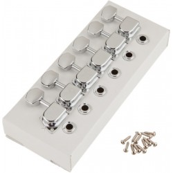 Fender 70s "F" Style Stratocaster®/Telecaster® Tuning Machines, Left-Handed Chrome (6)