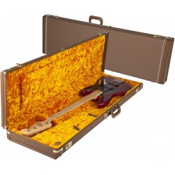 Fender G&G Deluxe Jazz Bass® Hardshell Case, Brown with Gold Plush Interior