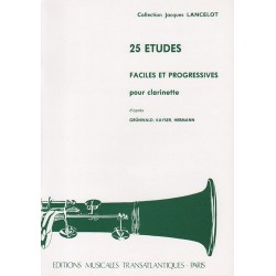25 Etudes faciles et progressives pour clarinette de Lancelot J.