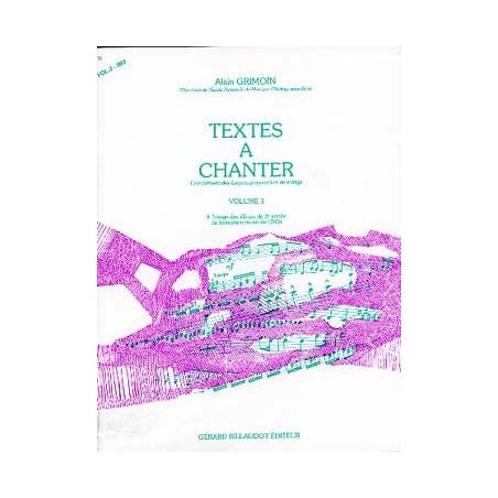 TEXTES A CHANTER de Alain Grimoin  vol 3