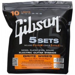 Gibson Brite Wires 5 Sets de Cordes 10-46 pour Guitare Electrique