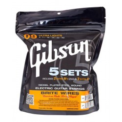 Gibson Brite Wires 5 Sets de Cordes 09-42 pour Guitare Electrique