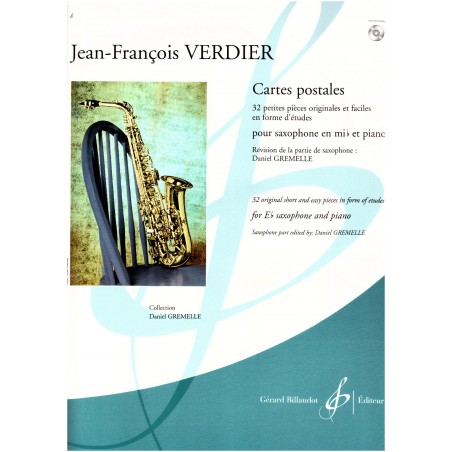 Verdier Cartes Postales Saxophone / Piano + Cd