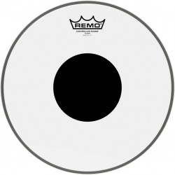Peau CS Transparente 12\" + rond noir, pour Tom/ Caisse claire