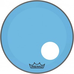 Peau de frappe Powerstroke 3 Colortone pour grosse caisse, bleu, 20\", avec trou décentré de 5\"