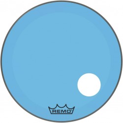 Peau de frappe Powerstroke 3 Colortone pour grosse caisse, bleu, 26\", avec trou décentré de 5\"