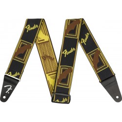 Sangle 2" Monogrammed Strap, Black/Yellow/Brown Fender