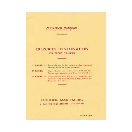 Exercices d'intonation cahier 2 de A.M Mangeot