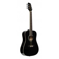 Guitare acoustique dreadnought 3/4 noire avec table en tilleul