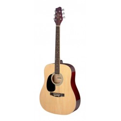 Guitare acoustique dreadnought 3/4 naturelle avec table en tilleul, modèle gaucher