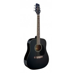 Guitare acoustique dreadnought 4/4 noire avec table en tilleul