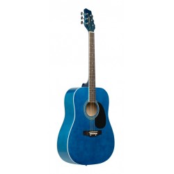 Guitare acoustique dreadnought 4/4 bleue avec table en tilleul