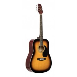 Guitare acoustique dreadnought 4/4 sunburst avec table en tilleul