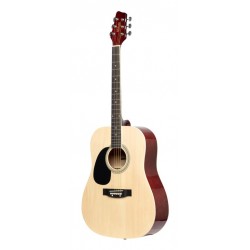 Guitare acoustique dreadnought naturelle avec table en tilleul, modèle gaucher