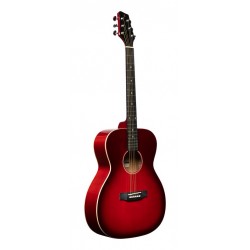 Guitare auditorium avec table en tilleul, rouge transparent