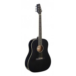 Guitare dreadnought Slope Shoulder, noire, modèle gaucher