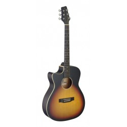 Guitare auditorium électro-acoustique avec pan coupé, sunburst, modèle gaucher