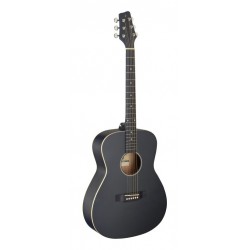 Guitare auditorium avec table en tilleul, noire, modèle gaucher