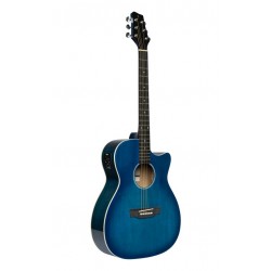 Guitare auditorium électro-acoustique avec pan coupé, bleu transparent