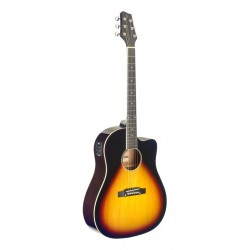 Guitare dreadnought Slope Shoulder électro-acoustique, pan coupé, sunburst