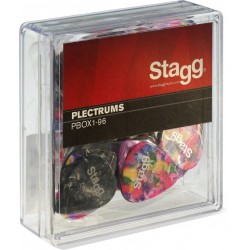 Lot de 100 plectres Stagg standard de 0,96 mm en plastique, différentes couleurs