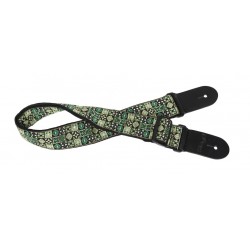 Courroie en nylon tissé avec motif Hootenanny Mix vert, pour guitare