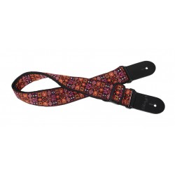 Courroie en nylon tissé avec motif Hootenanny Mix rouge, pour guitare