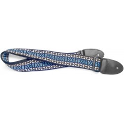 Courroie en nylon tissé avec motif Hootenanny bleu, pour guitare