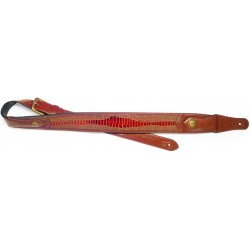 Sangle rembourrée marron en similicuir pour guitare, motif pressé type peau de serpent