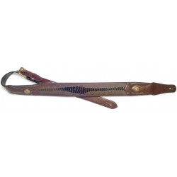 Sangle rembourrée marron foncé en similicuir pour guitare, motif pressé type peau de serpent