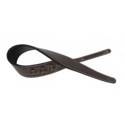 Sangle rembourrée marron foncé en similicuir pour guitare, extra large